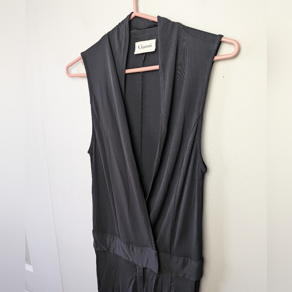 Ganni Pants - GANNI Marilyn Black Romper Sleeveless Size XS elegant Formal V Neck Feminine